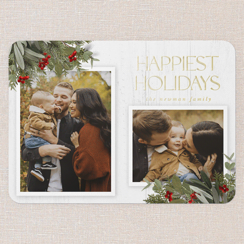 Classic Nordic Wishes Holiday Card, Gold Foil, White, 5x7, Holiday, Matte, Personalized Foil Cardstock, Rounded, White