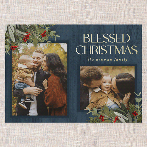 Custom Blue Religious Christmas Cards