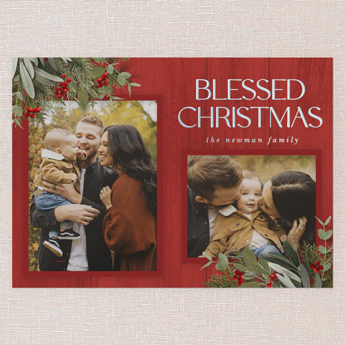 Classic Nordic Wishes Holiday Card, Iridescent Foil, Red, 5x7, Religious, Matte, Personalized Foil Cardstock, Square, Red