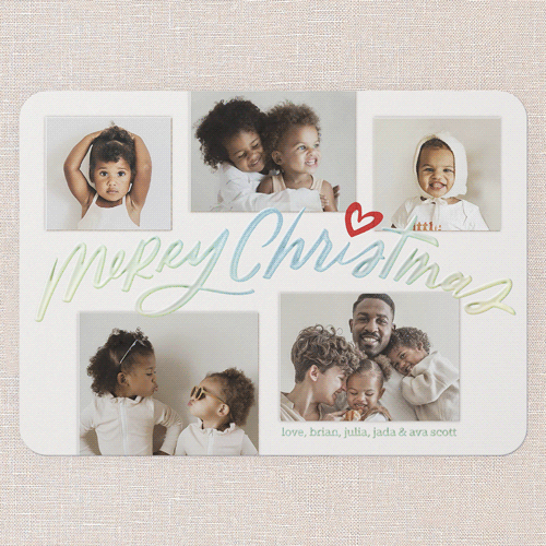 Radiant Memories Holiday Card, Iridescent Foil, White, 5x7, Christmas, Matte, Personalized Foil Cardstock, Rounded, White