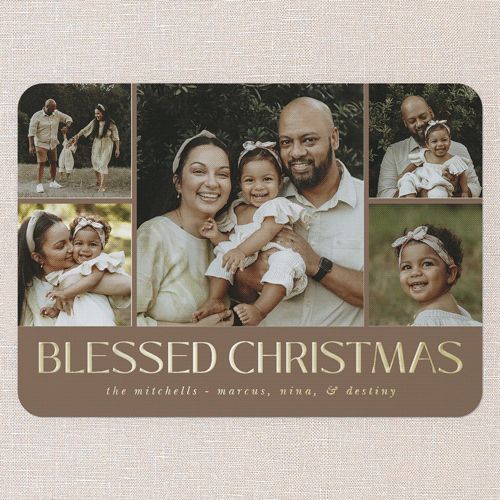 Brilliant Impression Holiday Card, Brown, Gold Foil, 5x7, Religious, Matte, Personalized Foil Cardstock, Rounded, Brown
