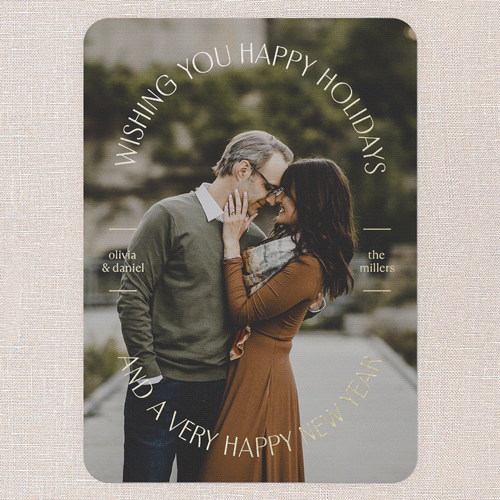 Round Radiance Holiday Card, Gold Foil, Black, 5x7, Holiday, Matte, Personalized Foil Cardstock, Rounded, Black