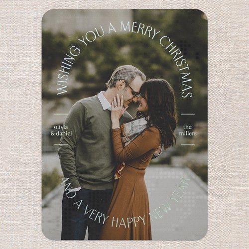 Round Radiance Holiday Card, Black, Iridescent Foil, 5x7, Christmas, Matte, Personalized Foil Cardstock, Rounded, Black