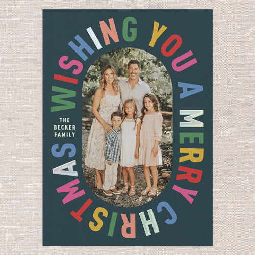 Encased In Color Holiday Card, Blue, Iridescent Foil, 5x7, Christmas, Matte, Personalized Foil Cardstock, Square, Deep Sea