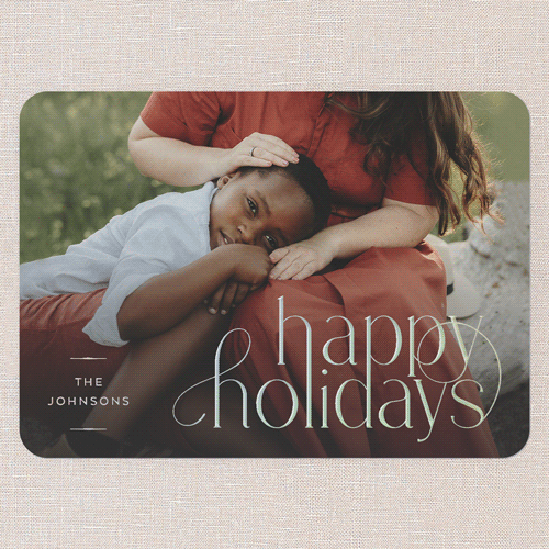 Dashing Details Holiday Card, White, Iridescent Foil, 5x7, Holiday, Matte, Personalized Foil Cardstock, Rounded