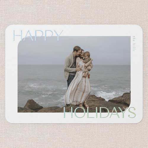 Shimmering Seasonal Wishes Holiday Card, White, Iridescent Foil, 5x7, Holiday, Matte, Personalized Foil Cardstock, Rounded, White