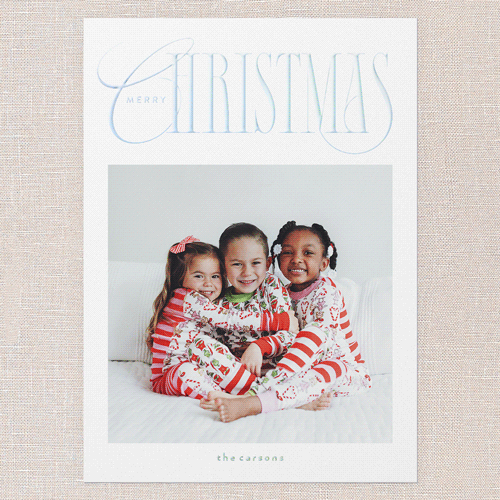 Glossy Headline Holiday Card, White, Iridescent Foil, 5x7, Christmas, Matte, Personalized Foil Cardstock, Square, White