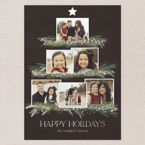 Together Tree Holiday Card, Brown, Gold Foil, 5x7, Holiday, Matte, Personalized Foil Cardstock, Square, Brown