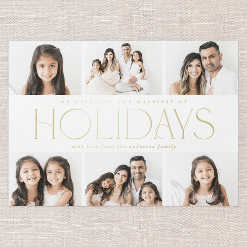 Elegant Middle Holiday Card, Gold Foil, White, 5x7, Holiday, Matte, Personalized Foil Cardstock, Square, White