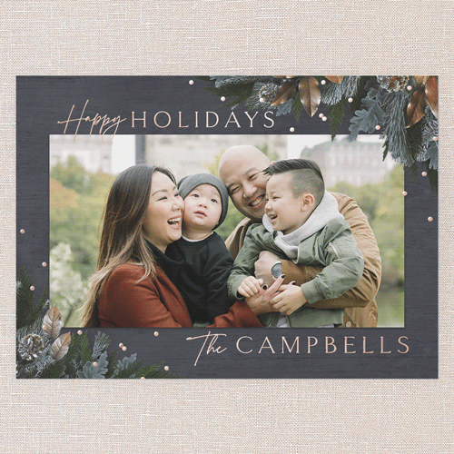 Mixed Metallic Marvel Holiday Card, Grey, Rose Gold Foil, 5x7, Holiday, Matte, Personalized Foil Cardstock, Square, Burnt Ash