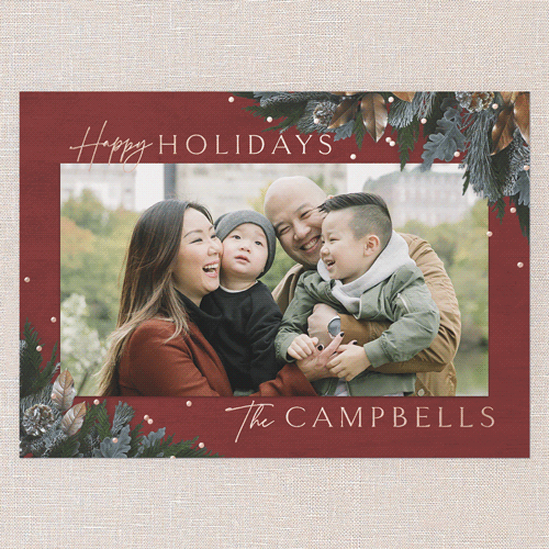 Mixed Metallic Marvel Holiday Card, Red, Rose Gold Foil, 5x7, Holiday, Matte, Personalized Foil Cardstock, Square, Cinnamon