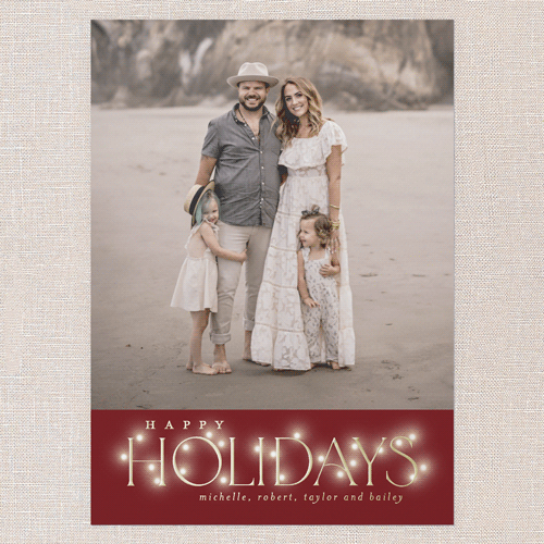 Lit Type Holiday Card, Red, Gold Foil, 5x7, Holiday, Matte, Personalized Foil Cardstock, Square, Red
