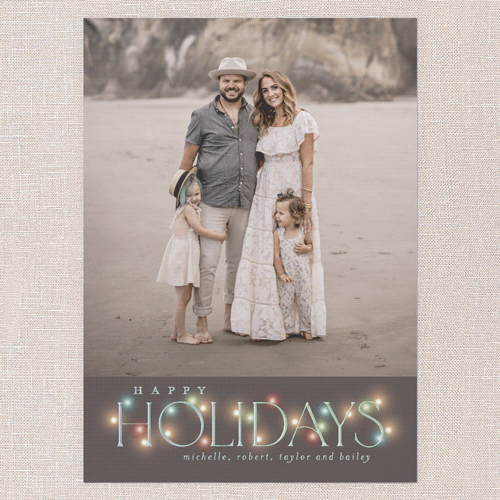 Lit Type Holiday Card, Iridescent Foil, Grey, 5x7, Holiday, Matte, Personalized Foil Cardstock, Square, Cobblestone