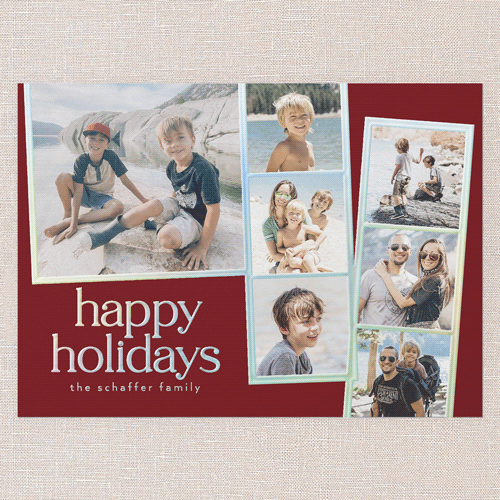 Photo Slides Holiday Card, Red, Iridescent Foil, 5x7, Holiday, Matte, Personalized Foil Cardstock, Square, Red