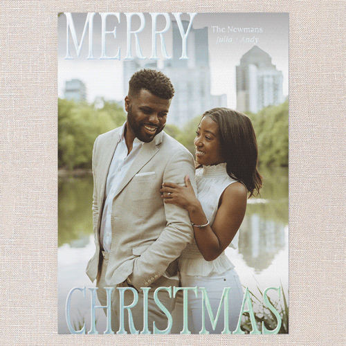 Serif Standout Holiday Card, Iridescent Foil, White, 5x7, Christmas, Matte, Personalized Foil Cardstock, Square, White