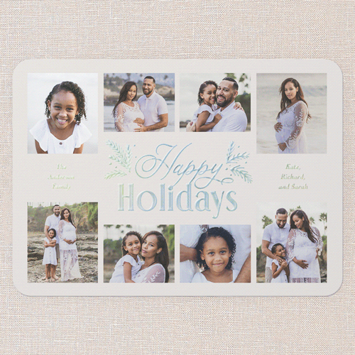 Botanical Touch Holiday Card, Iridescent Foil, Beige, 5x7, Holiday, Matte, Personalized Foil Cardstock, Rounded, Cream