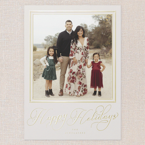 Signed Impressions Holiday Card, Grey, Gold Foil, 5x7, Holiday, Matte, Personalized Foil Cardstock, Square, Whisper Gray