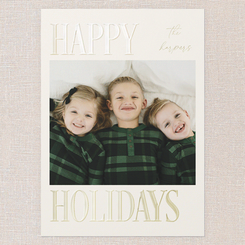 Serene Signature Holiday Card, Gold Foil, Blue, 5x7, Holiday, Matte, Personalized Foil Cardstock, Square, Cobalt