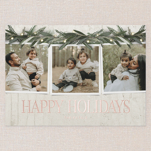 Beaming Laurel Holiday Card, White, Rose Gold Foil, 5x7, Holiday, Matte, Personalized Foil Cardstock, Square, White