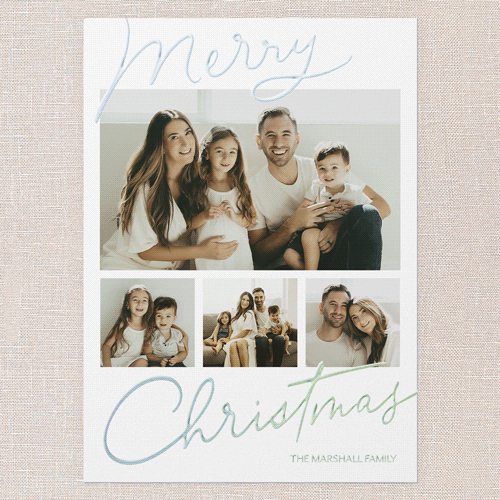 Handwritten Highlights Holiday Card, White, Iridescent Foil, 5x7, Christmas, Matte, Personalized Foil Cardstock, Square, White