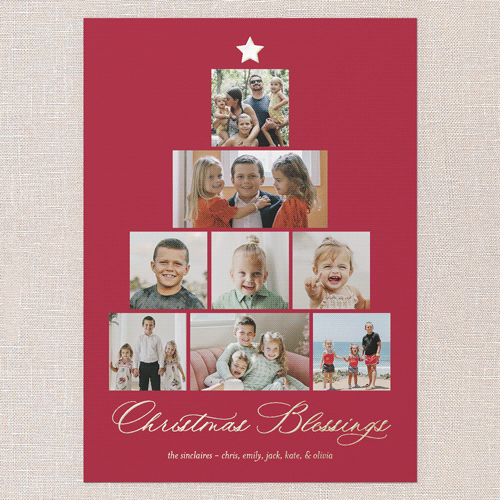 Memory Tree Holiday Card, Red, Gold Foil, 5x7, Religious, Matte, Personalized Foil Cardstock, Square, Red