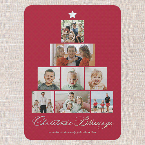 Memory Tree Holiday Card, Red, Iridescent Foil, 5x7, Religious, Matte, Personalized Foil Cardstock, Rounded, Red
