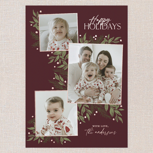 Timeless Grouping Holiday Card, Rose Gold Foil, Red, 5x7, Holiday, Matte, Personalized Foil Cardstock, Square, Red