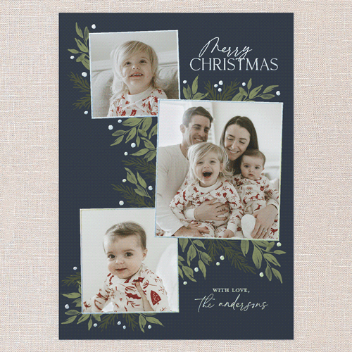 Timeless Grouping Holiday Card, Blue, Iridescent Foil, 5x7, Christmas, Matte, Personalized Foil Cardstock, Square, Blue