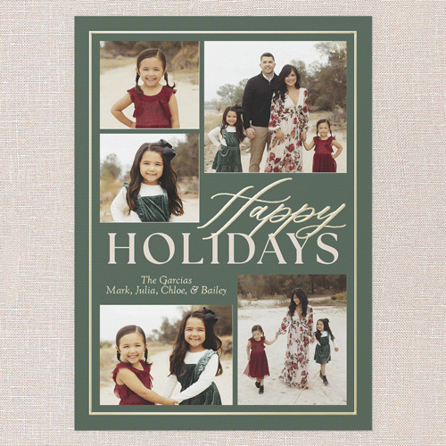 Classic Yuletide Holiday Card, Green, Gold Foil, 5x7, Holiday, Matte, Personalized Foil Cardstock, Square, Green