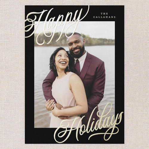 Corner Callout Holiday Card, Black, Gold Foil, 5x7, Holiday, Matte, Personalized Foil Cardstock, Square, Black