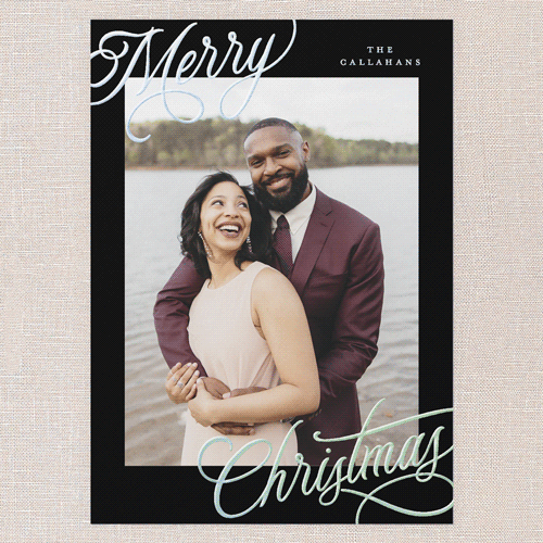 Corner Callout Holiday Card, Black, Iridescent Foil, 5x7, Christmas, Matte, Personalized Foil Cardstock, Square, Black