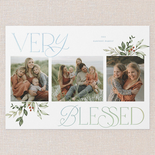 Hint Of Green Holiday Card, White, Iridescent Foil, 5x7, Religious, Matte, Personalized Foil Cardstock, Square, White