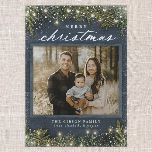 Earnest Evergreen Holiday Card, Blue, Iridescent Foil, 5x7, Christmas, Matte, Personalized Foil Cardstock, Square, Blue