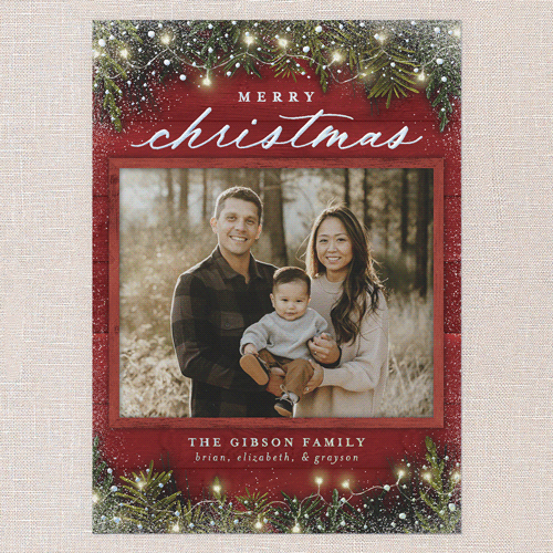 Earnest Evergreen Holiday Card, Red, Iridescent Foil, 5x7, Christmas, Matte, Personalized Foil Cardstock, Square, Radish