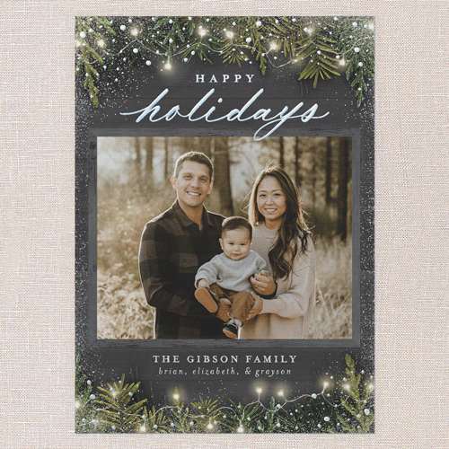 Earnest Evergreen Holiday Card, Iridescent Foil, Black, 5x7, Holiday, Matte, Personalized Foil Cardstock, Square, Black