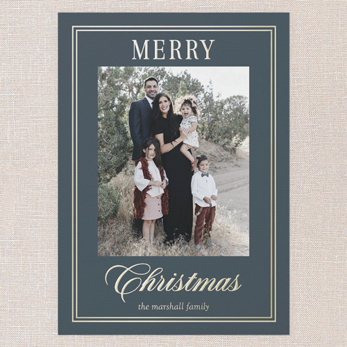 Elegant Luster Holiday Card, Blue, Gold Foil, 5x7, Christmas, Matte, Personalized Foil Cardstock, Square, Blue