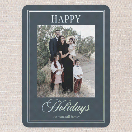 Elegant Luster Holiday Card, Blue, Iridescent Foil, 5x7, Holiday, Matte, Personalized Foil Cardstock, Rounded, Blue