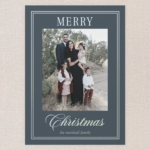 Elegant Luster Holiday Card, Blue, Iridescent Foil, 5x7, Christmas, Matte, Personalized Foil Cardstock, Square, Blue