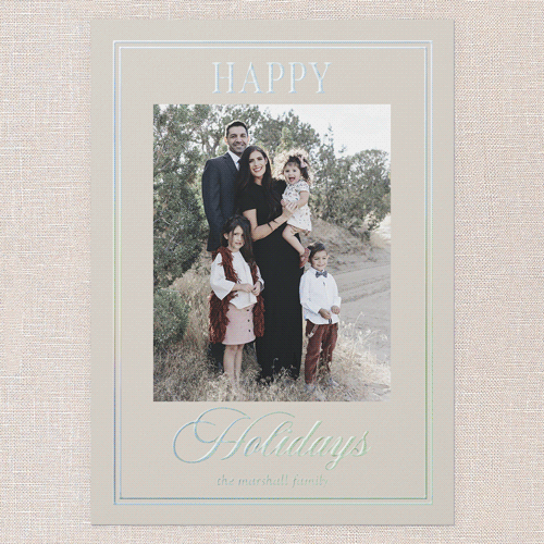 Elegant Luster Holiday Card, Beige, Iridescent Foil, 5x7, Holiday, Matte, Personalized Foil Cardstock, Square, Cream