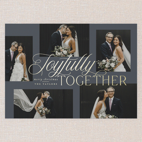 Joyful Union Holiday Card, Grey, Gold Foil, 5x7, Christmas, Matte, Personalized Foil Cardstock, Square, Gunmetal
