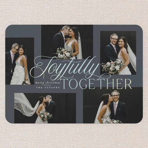 Joyful Union Holiday Card, Grey, Iridescent Foil, 5x7, Christmas, Matte, Personalized Foil Cardstock, Rounded, Gunmetal