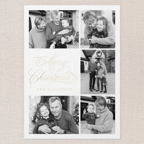 Golden Script Elegance Holiday Card, White, Gold Foil, 5x7, Christmas, Matte, Personalized Foil Cardstock, Square, White