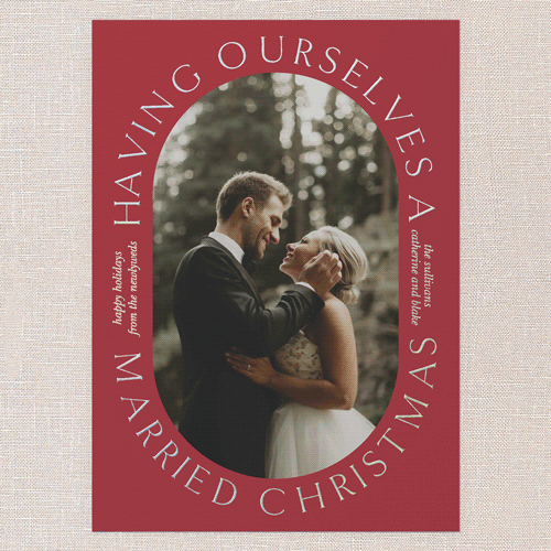 Wedded Wishes Holiday Card, Red, Iridescent Foil, 5x7, Christmas, Matte, Personalized Foil Cardstock, Square, Radish