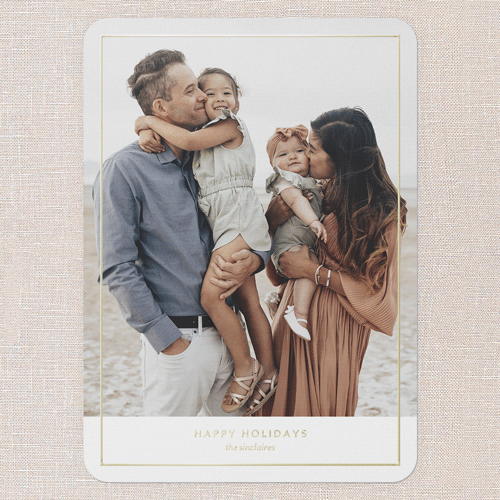 Clean Lines Holiday Card, White, Gold Foil, 5x7, Holiday, Matte, Personalized Foil Cardstock, Rounded, White