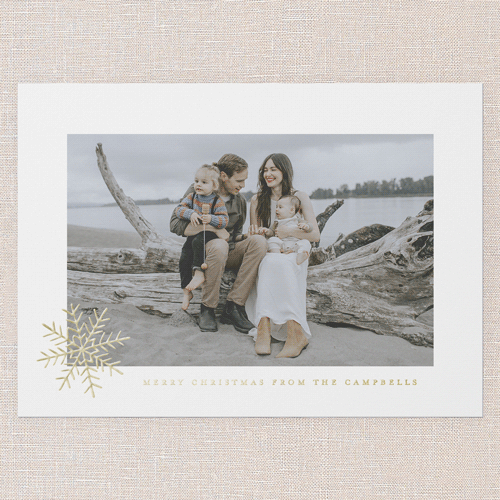 Winter Minimal Holiday Card, White, Gold Foil, 5x7, Christmas, Matte, Personalized Foil Cardstock, Square, White