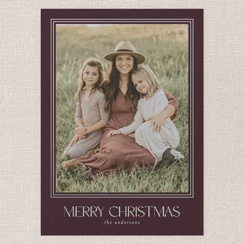 Golden Border Elegance Holiday Card, Iridescent Foil, Red, 5x7, Christmas, Matte, Personalized Foil Cardstock, Square, Red