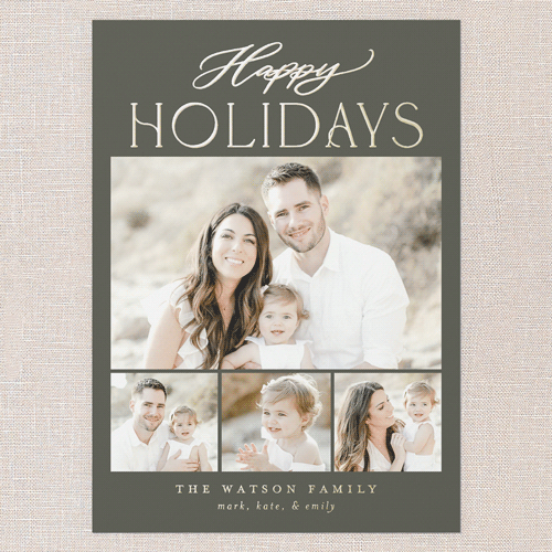 Timeless Greeting Holiday Card, Green, Gold Foil, 5x7, Holiday, Matte, Personalized Foil Cardstock, Square, Green