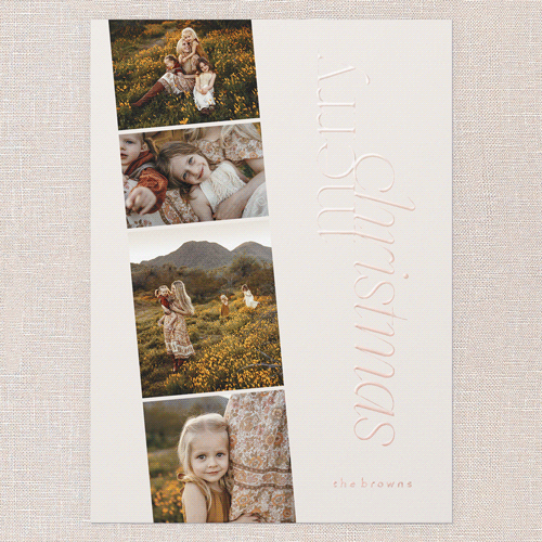 Sleek Greetings Holiday Card, Rose Gold Foil, Beige, 5x7, Christmas, Matte, Personalized Foil Cardstock, Square, Cream