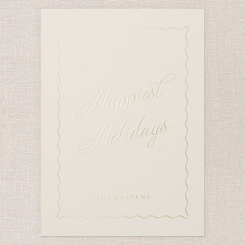 Hardbound Holiday Card, Beige, Gold Foil, 5x7, Holiday, Matte, Personalized Foil Cardstock, Square, Adobe Blush