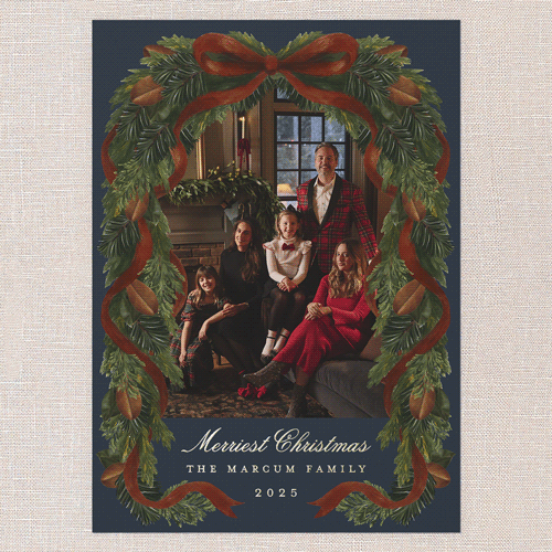 Welcome Home Holiday Card, Gold Foil, Blue, 5x7, Christmas, Matte, Personalized Foil Cardstock, Square, Navy